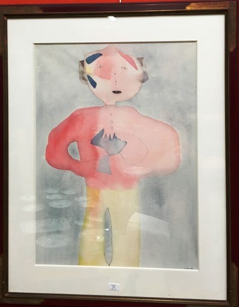 Artwork by Muriel Lendower, "Olivier", Made of Watercolor on paper and collage