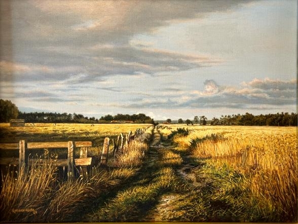 Artwork by Heinz Kramer-Hinte, Sommerabend im Dwergter Feld, Made of Oil on canvas