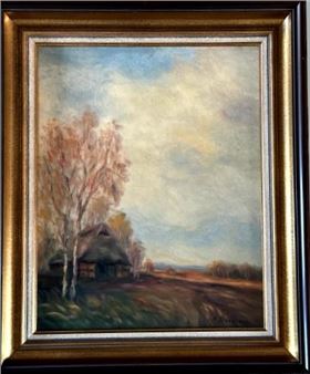 Alte Kate im Moor mit Birken - Fedor Szerbakow