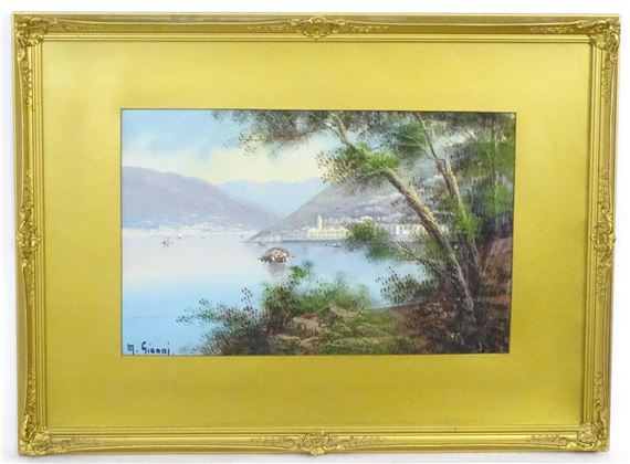 An Italian coastal scene, possibly the Bay of Naples by Maria Gianni