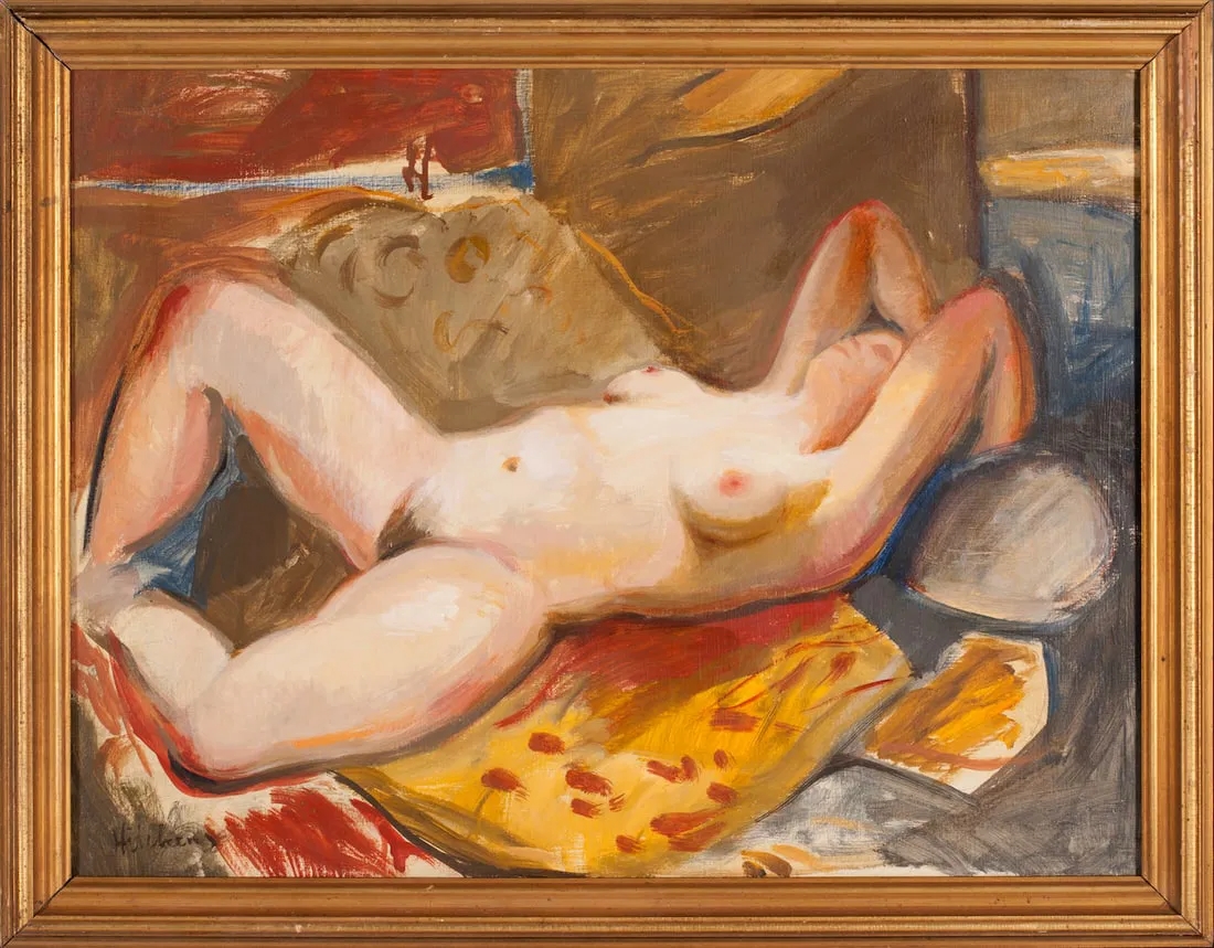 Artwork by Ivon Hitchens, Naked on the couch, Made of oil on canvas
