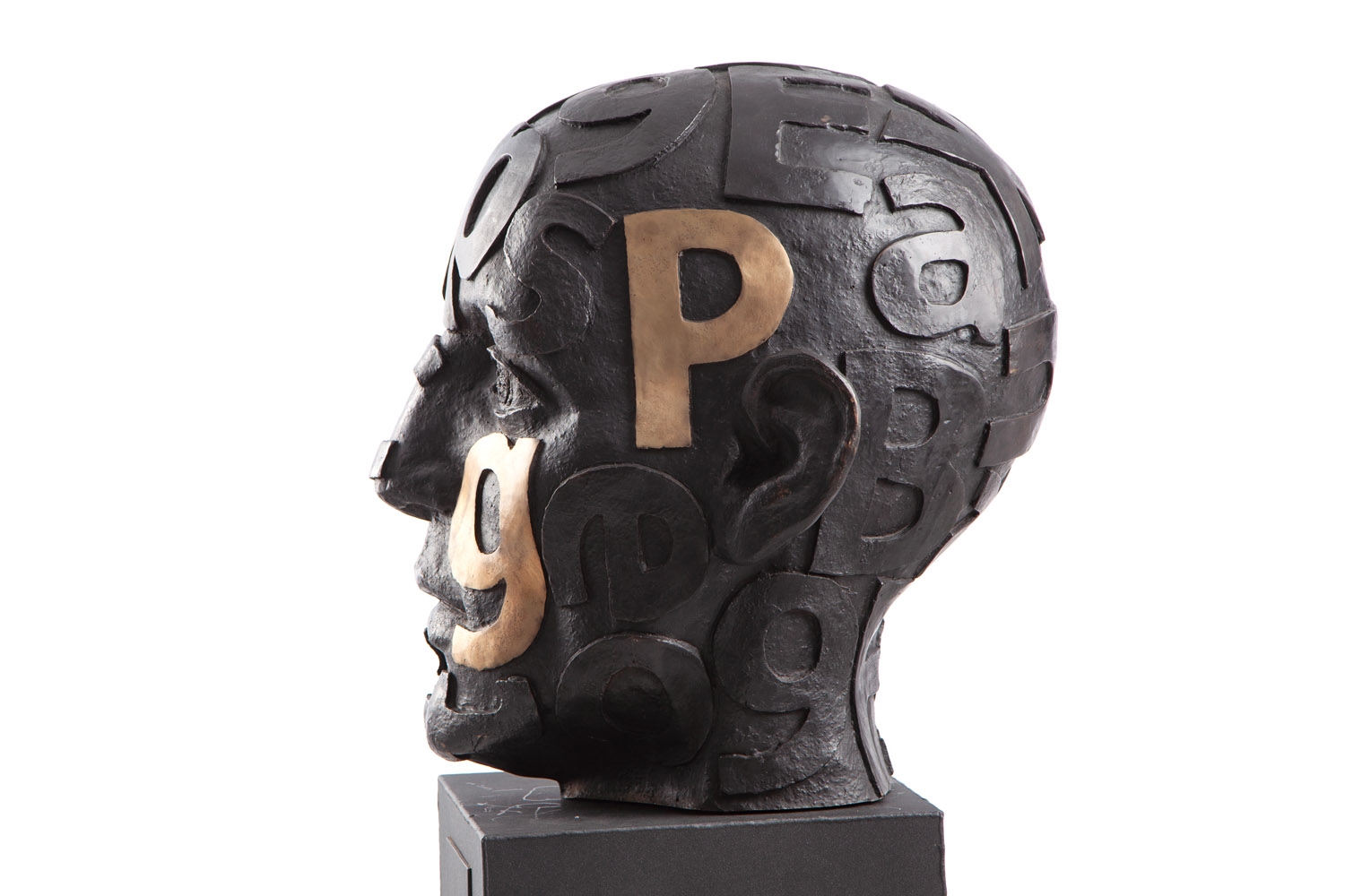 Artwork by Marek Zyga, Big Head, Made of bronze