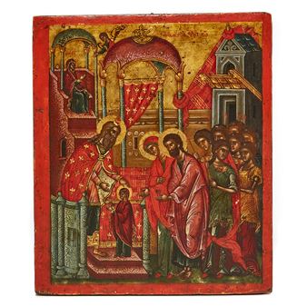 Ikon - Presentasjon av Maria i tempelet - Cretan School, 17th Century