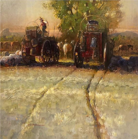Leland D Beaman 'Chuckwagon' Oil On Canvas by Leland D. Beaman