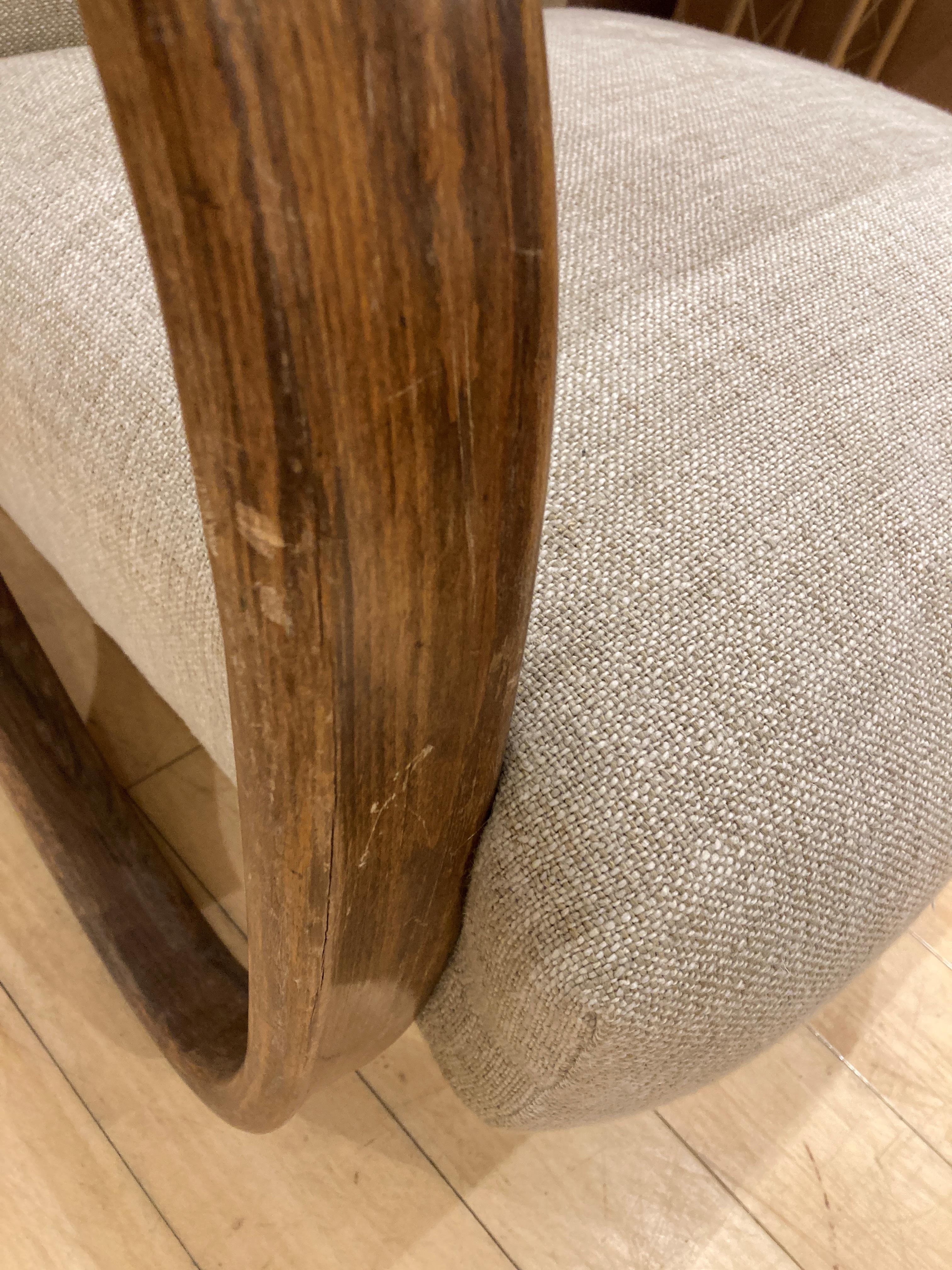 Artwork by Jindrich Halabala, Height of back 31 inches, height of seat 15 inches, width 27 inches, depth 36 inches.