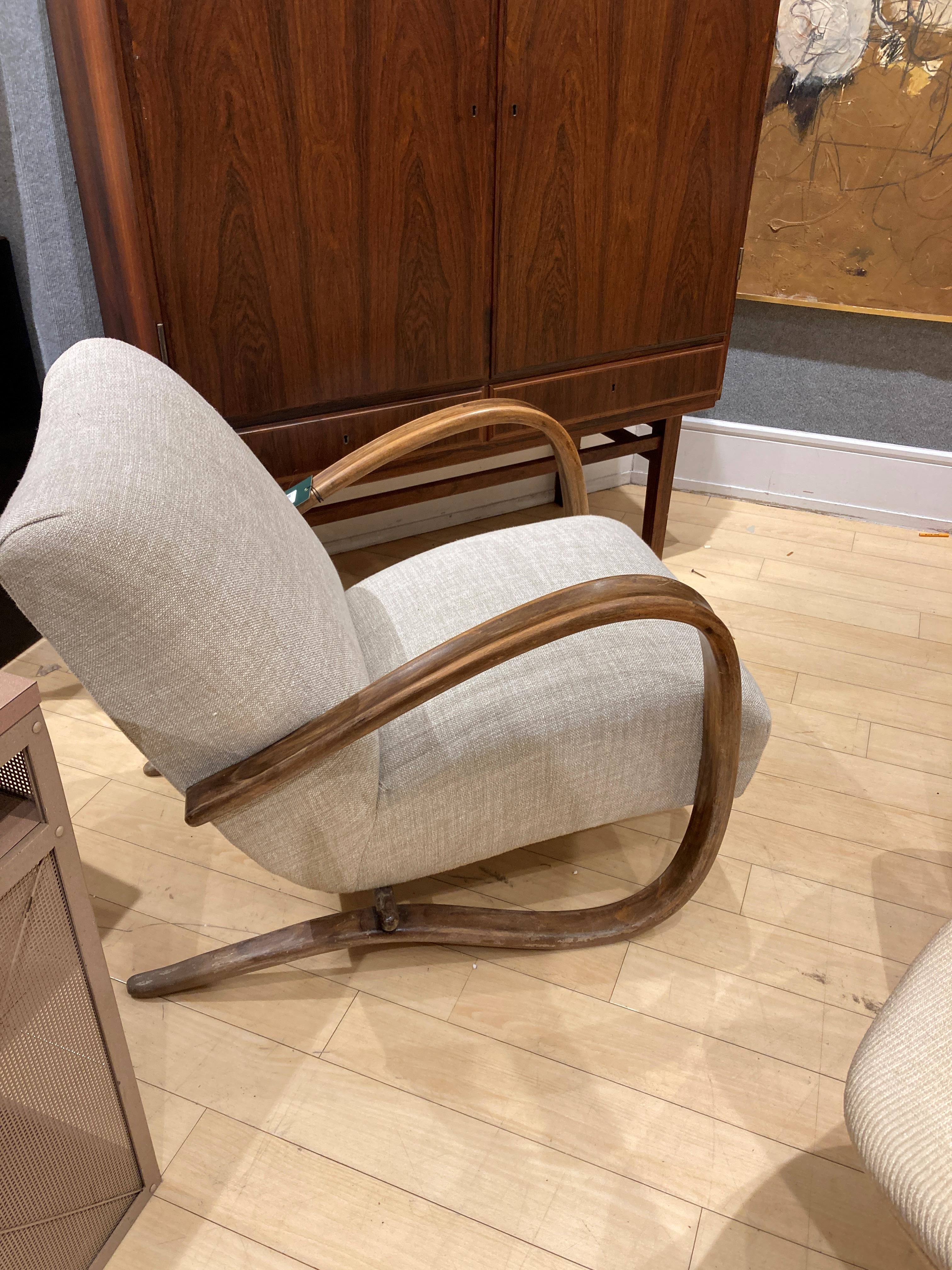 Artwork by Jindrich Halabala, Height of back 31 inches, height of seat 15 inches, width 27 inches, depth 36 inches.