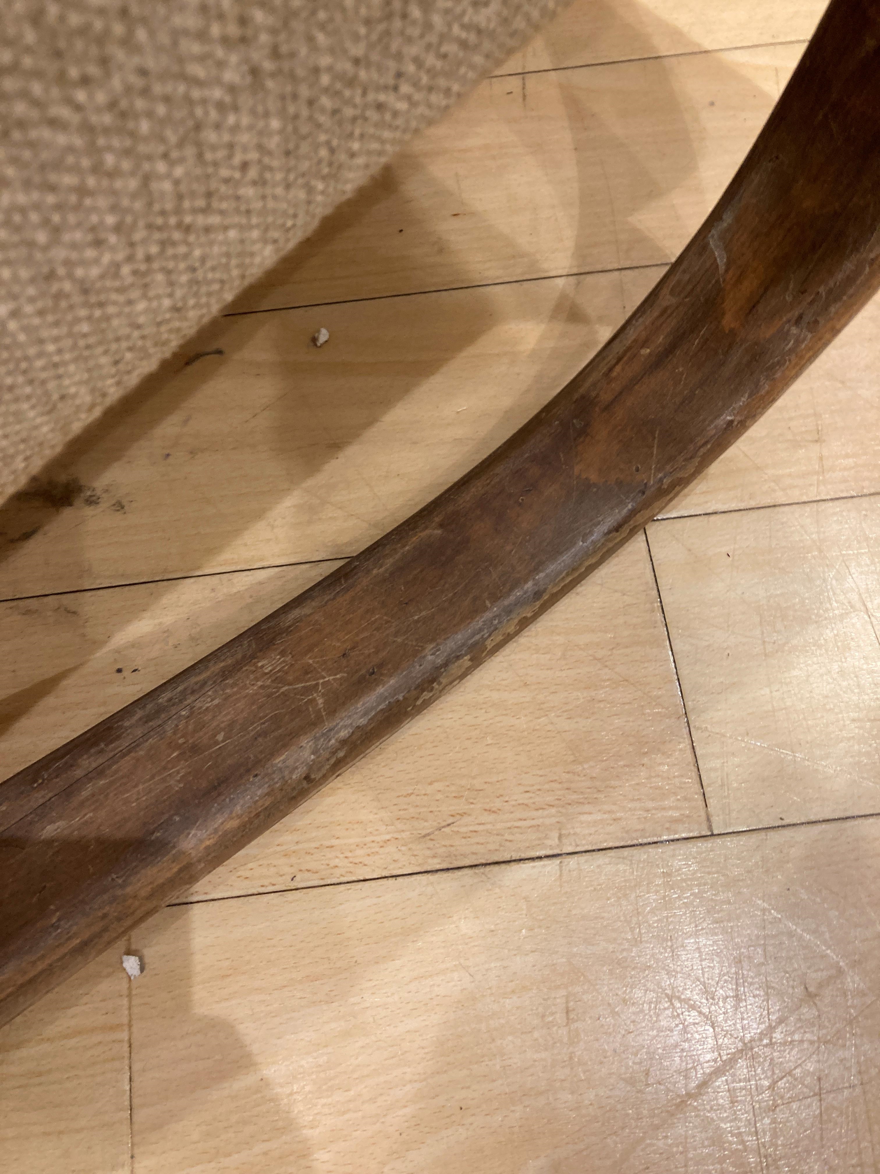 Artwork by Jindrich Halabala, Height of back 31 inches, height of seat 15 inches, width 27 inches, depth 36 inches.