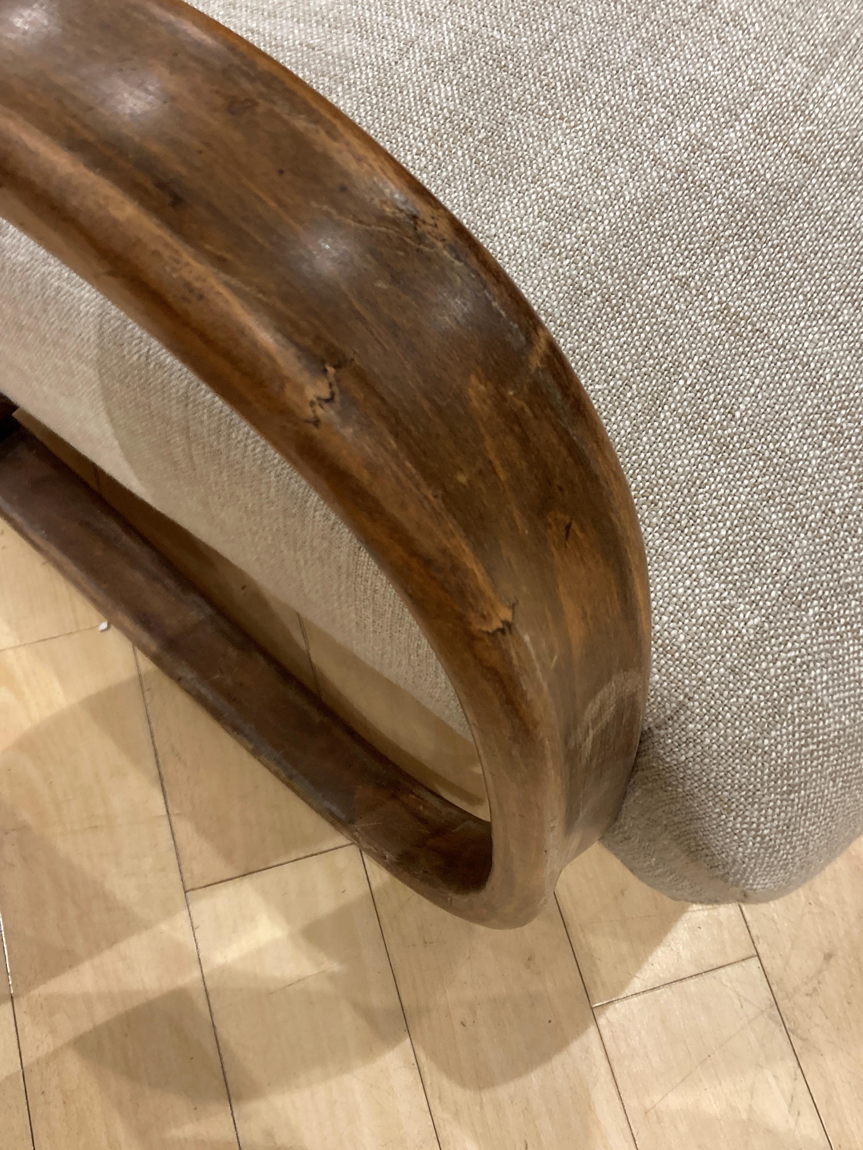 Artwork by Jindrich Halabala, Height of back 31 inches, height of seat 15 inches, width 27 inches, depth 36 inches.