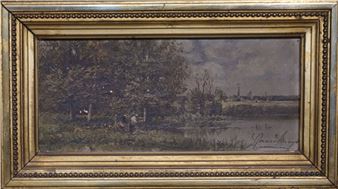 "Lavandières au bord de la rivière" - Gerard Buysen