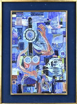 Figuratief met abstracte voorstelling. Olieverf op linnen. - Maurice Basko