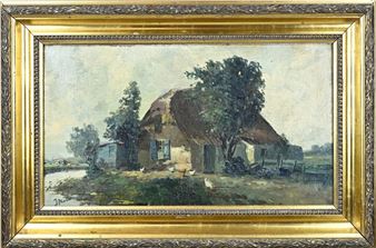 Hollands riviergezicht met boten en figuren - A.M. Geijp