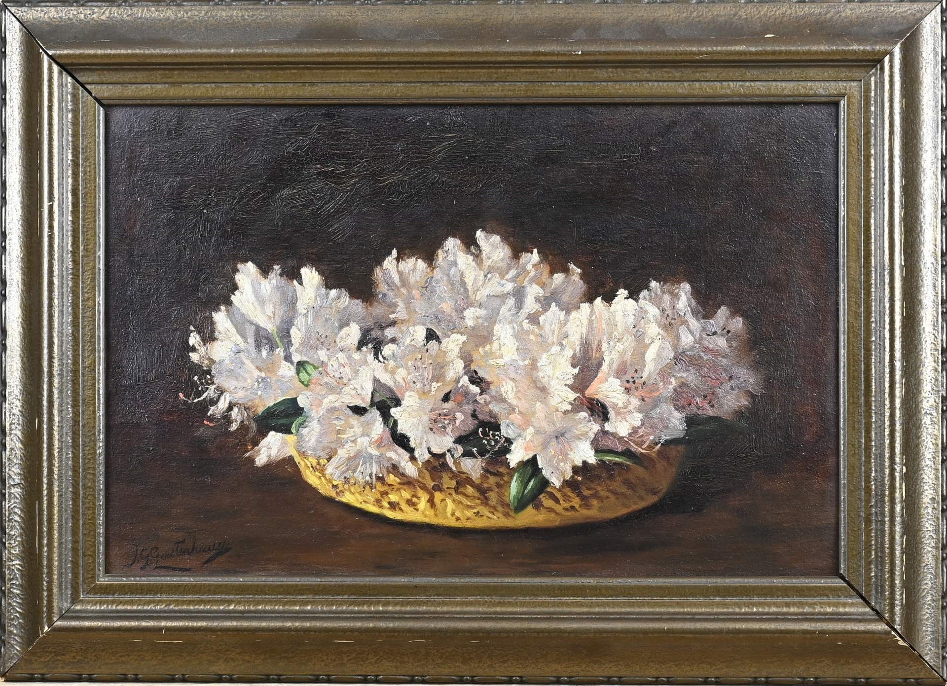 Artwork by Johan Georg Gerstenhauer, Schaal met bloemen. Olieverf op paneel, Made of olieverf op paneel