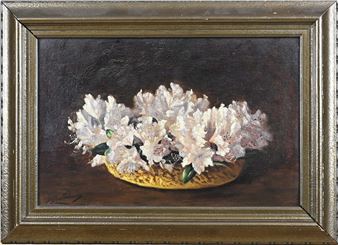 Schaal met bloemen. Olieverf op paneel - Johan Georg Gerstenhauer