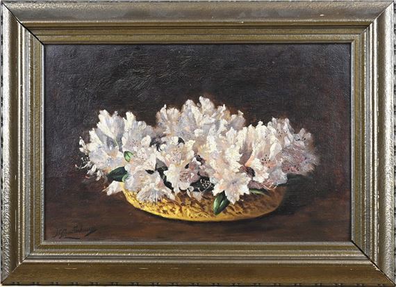 Schaal met bloemen. Olieverf op paneel - Johan Georg Gerstenhauer