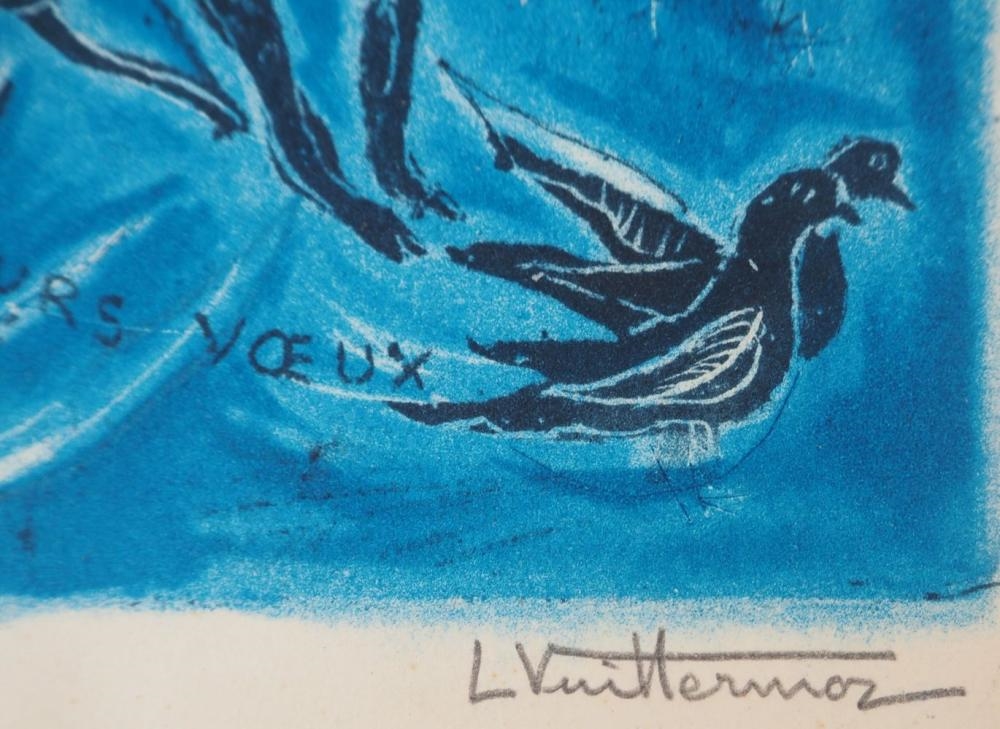 Artwork by Louis Vuillermoz, Angels in the stars, Made of original lithograph On vellum