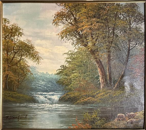 R. Danford | A gilt framed oil on canvas of a river scene by R. Danford ...