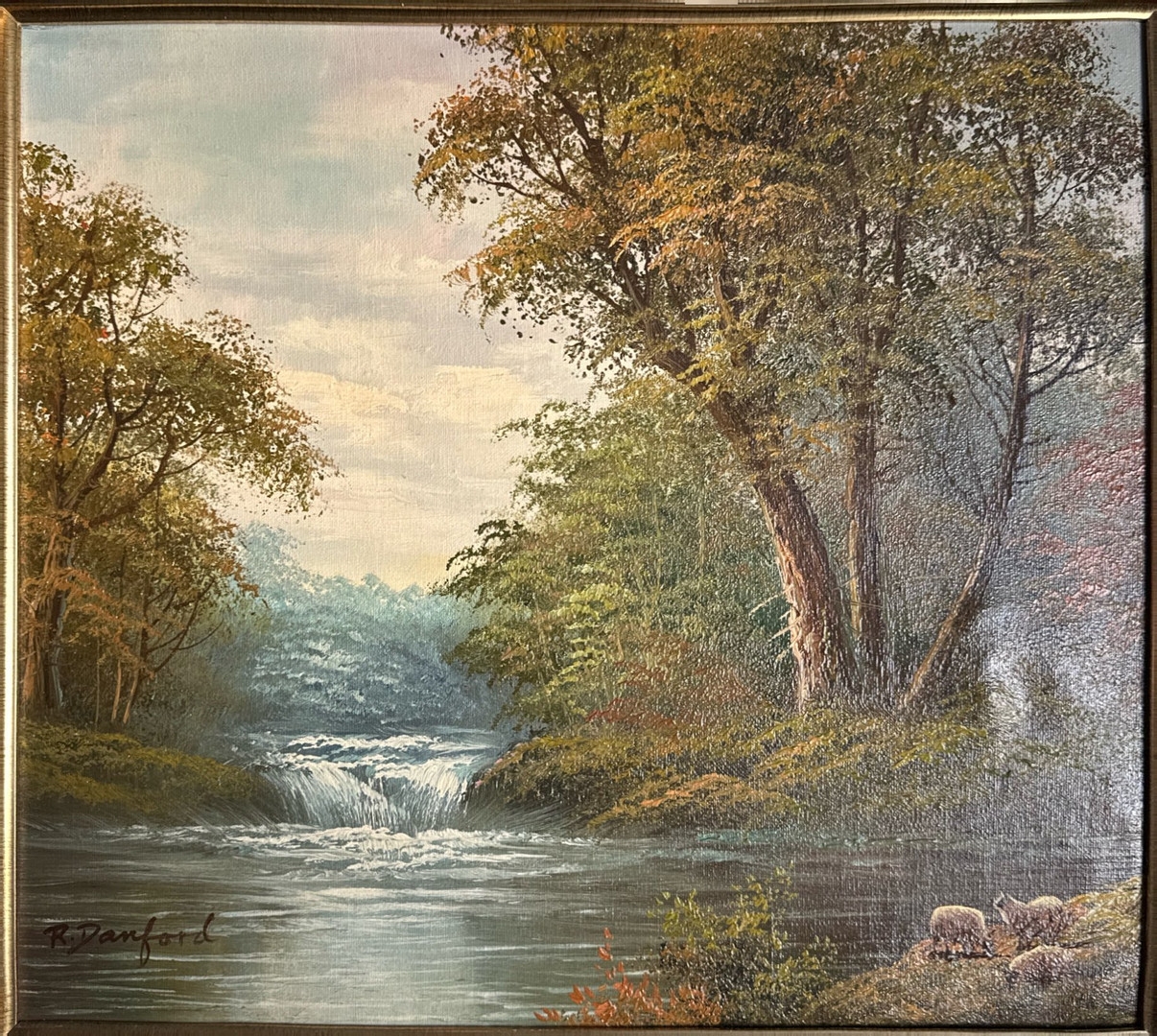 R. Danford | A gilt framed oil on canvas of a river scene by R. Danford ...