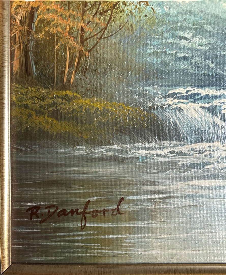 R. Danford | A gilt framed oil on canvas of a river scene by R. Danford ...