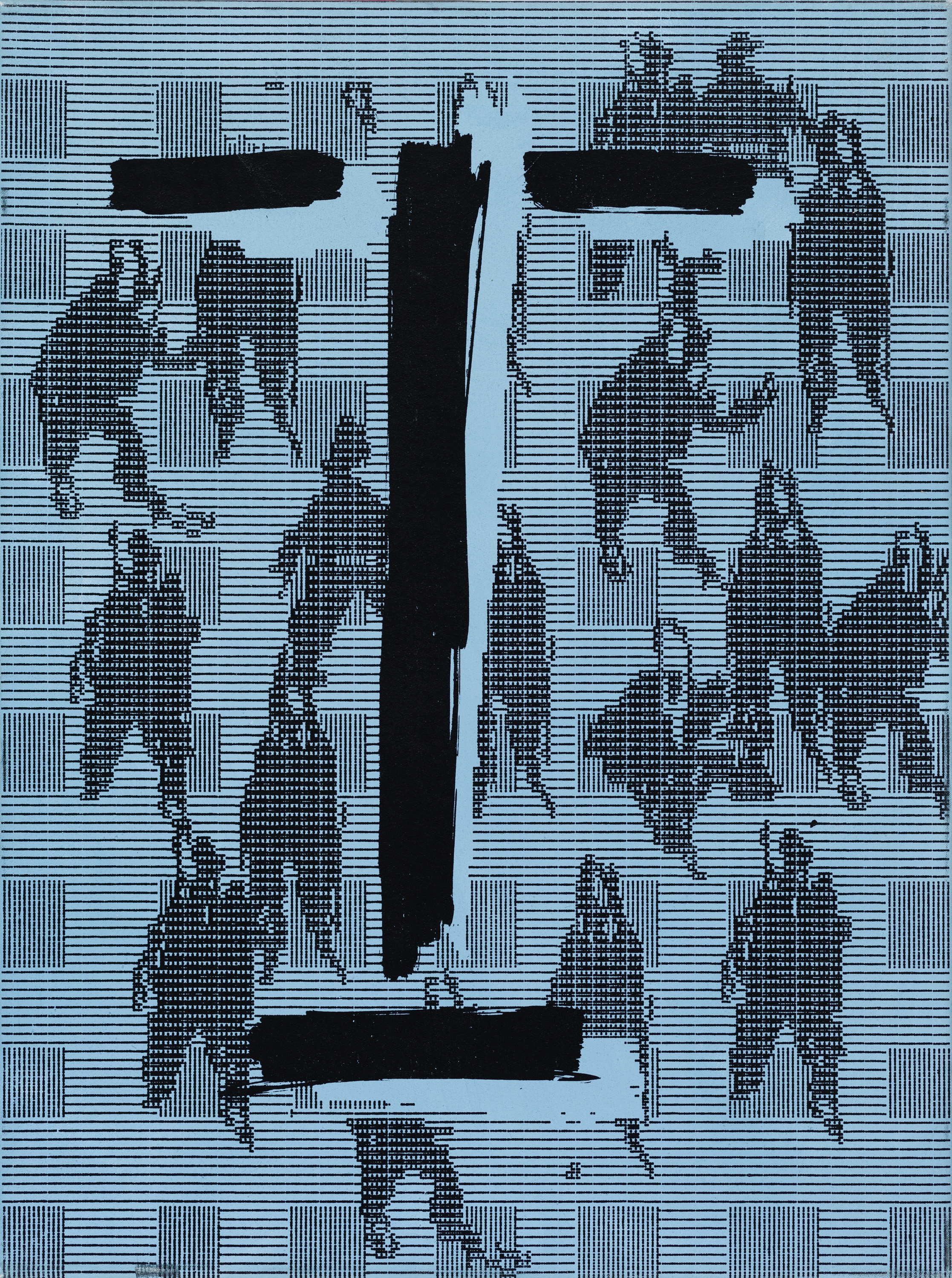 Artwork by Peter Kogler, Untitled (Gesicht), Made of screenprint, acrylic on canvas