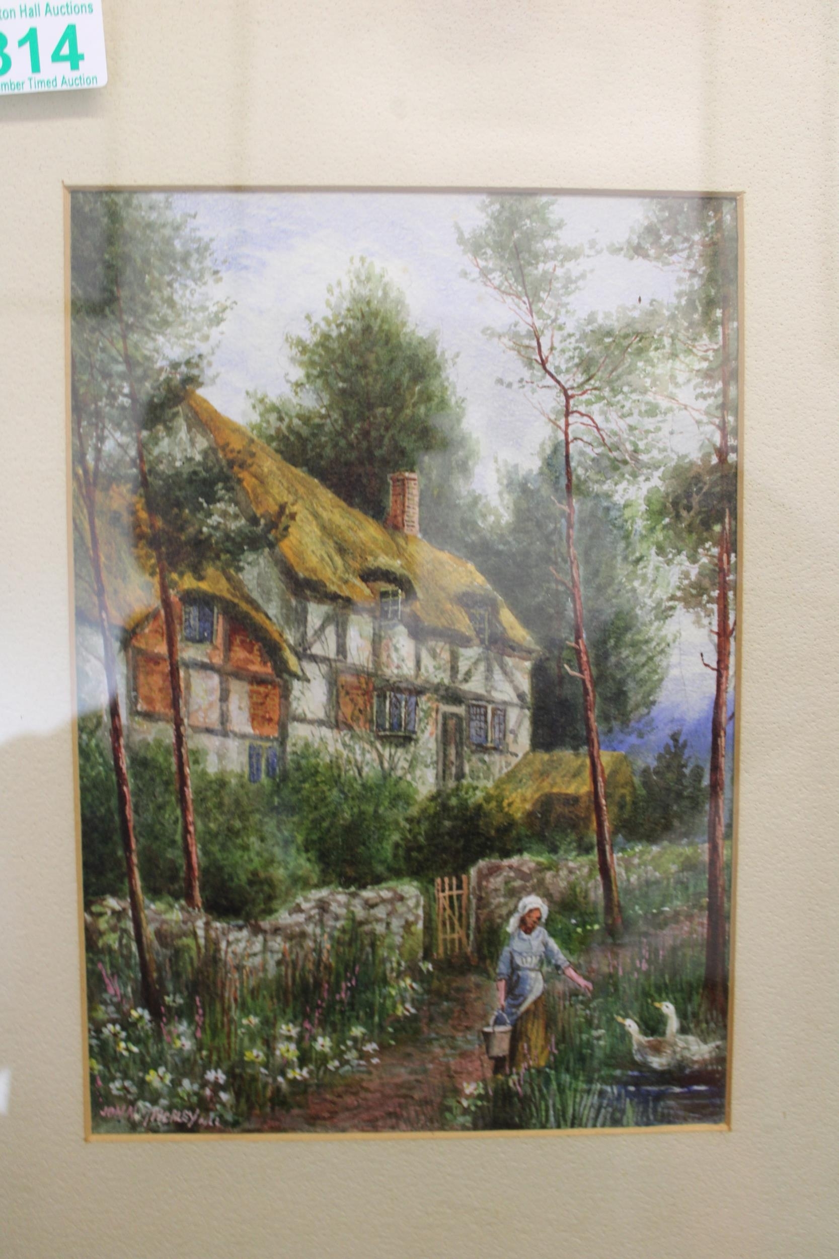 John Thorley | Rural scene with girl feeding geese in foreground with ...