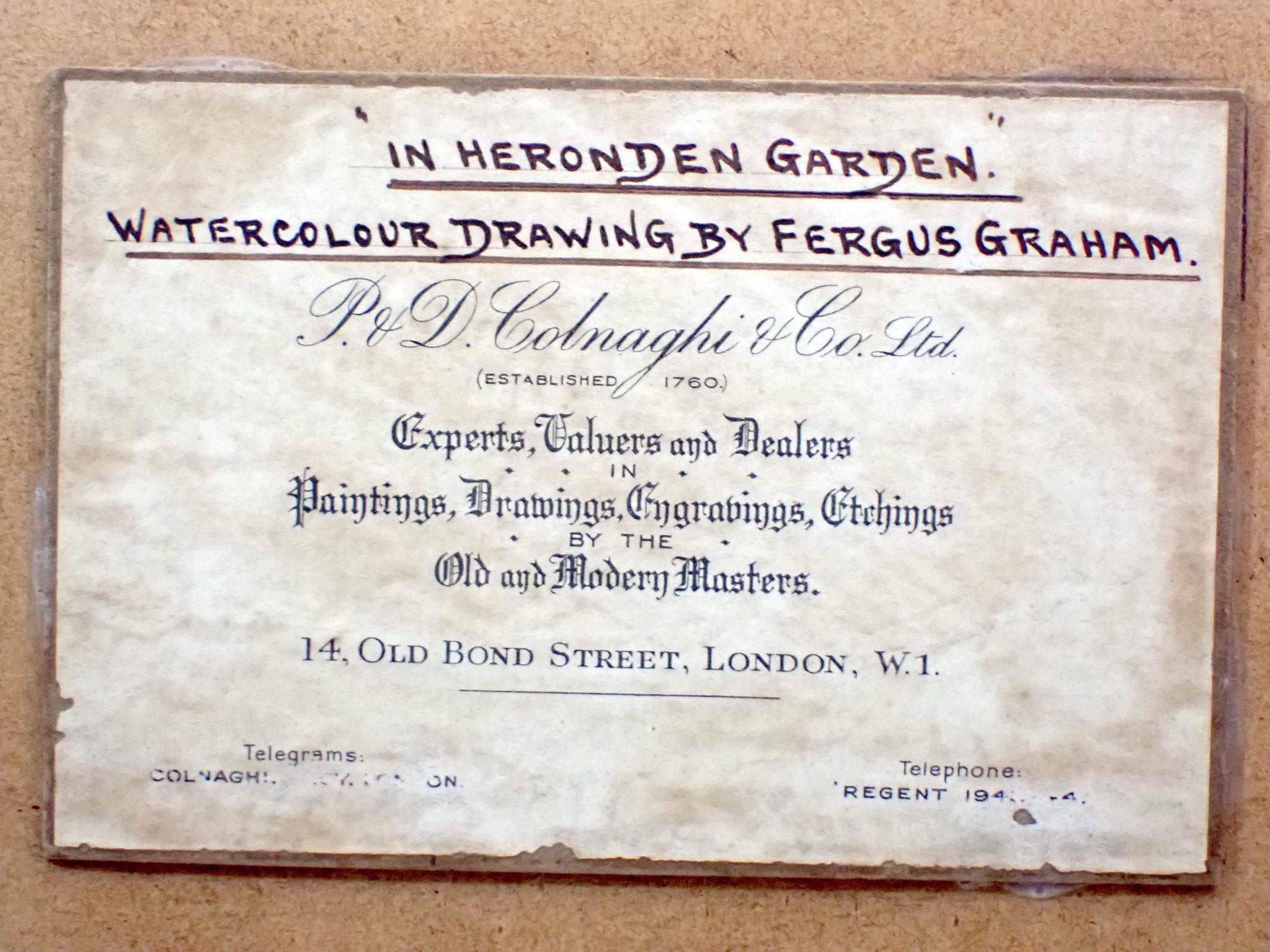 Artwork by Fergus Graham, In Heronden Garden, Made of watercolour