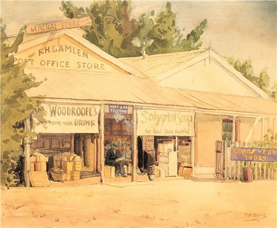 'Post Office Store' water colour by Thomas Henry Bone