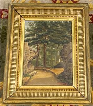 A. DESGRANGES Forest path Oil on card signed lower right 33 x 26 cm - André Desgranges