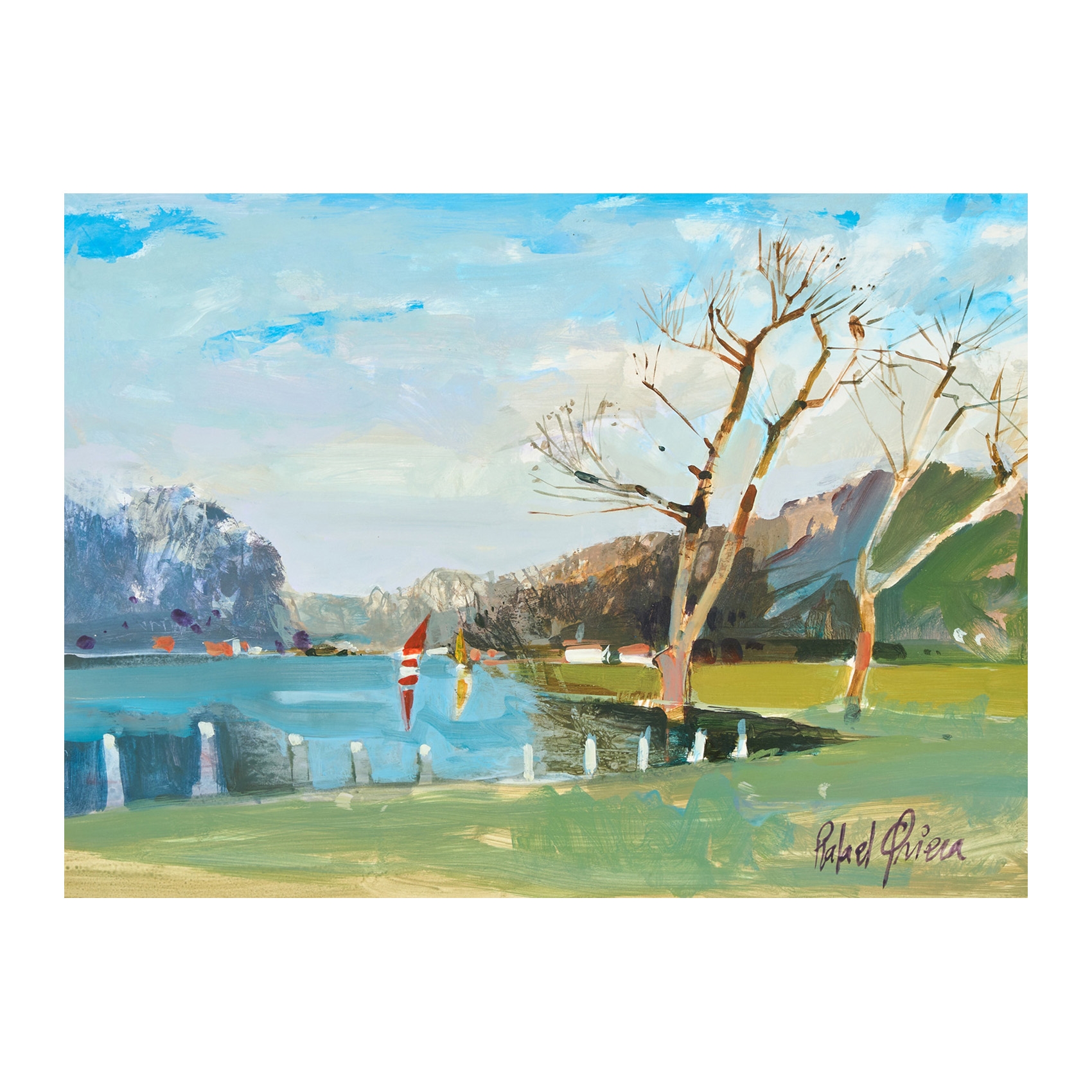 Artwork by Rafael Griera i Calderón, Escena de Banyoles, Made of watercolor on paper