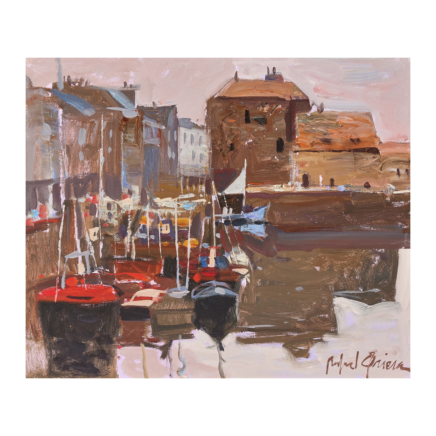 Artwork by Rafael Griera i Calderón, Ciudad portuaria, Made of oil on canvas