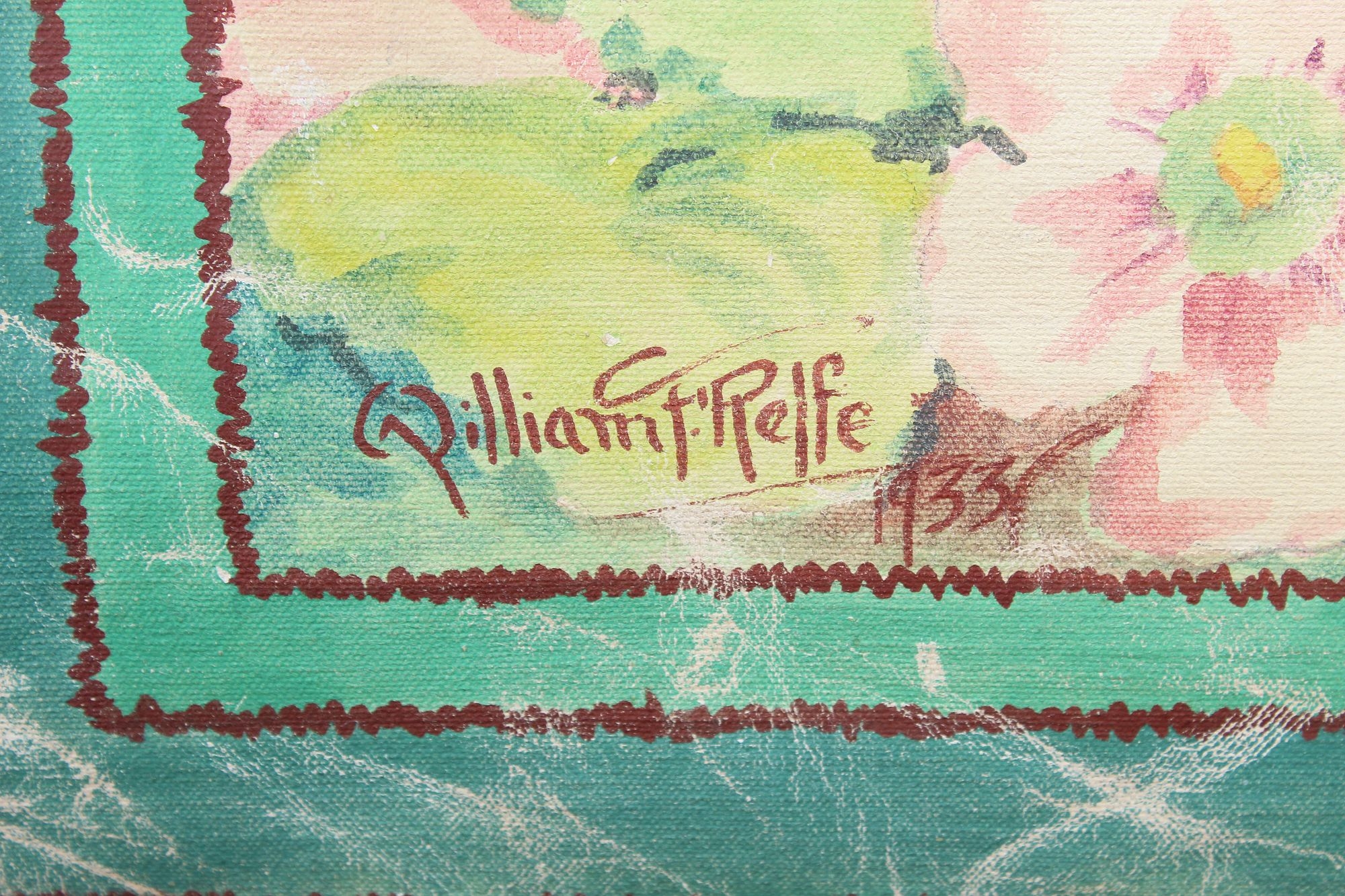 Artwork by William Relfe, William Relfe (1895-1986) American, Hand-Painted Tapestry, Made of Painted Tapestry