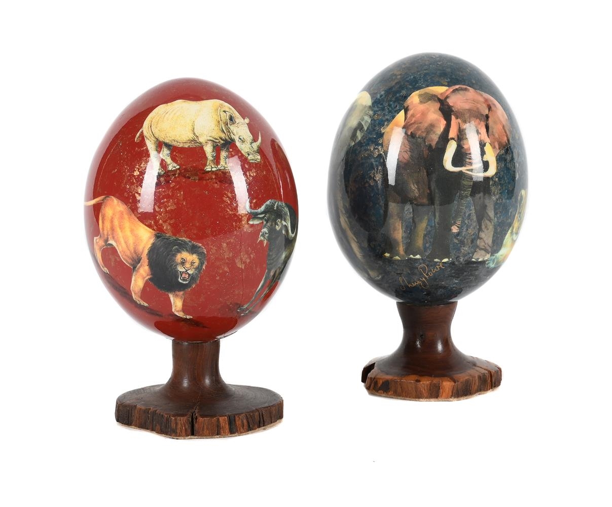 Artwork by Sherry Rowe, OSTRICH EGGS, Made of turned wood