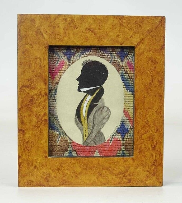 Artwork by Evelyn S. Dubiel, (2) silhouettes. Largest frame overall 6" x 5". Provenance: Descendant of the artist., Made of watercolors