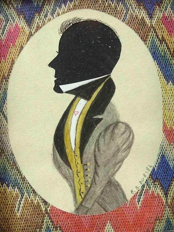 Artwork by Evelyn S. Dubiel, (2) silhouettes. Largest frame overall 6" x 5". Provenance: Descendant of the artist., Made of watercolors