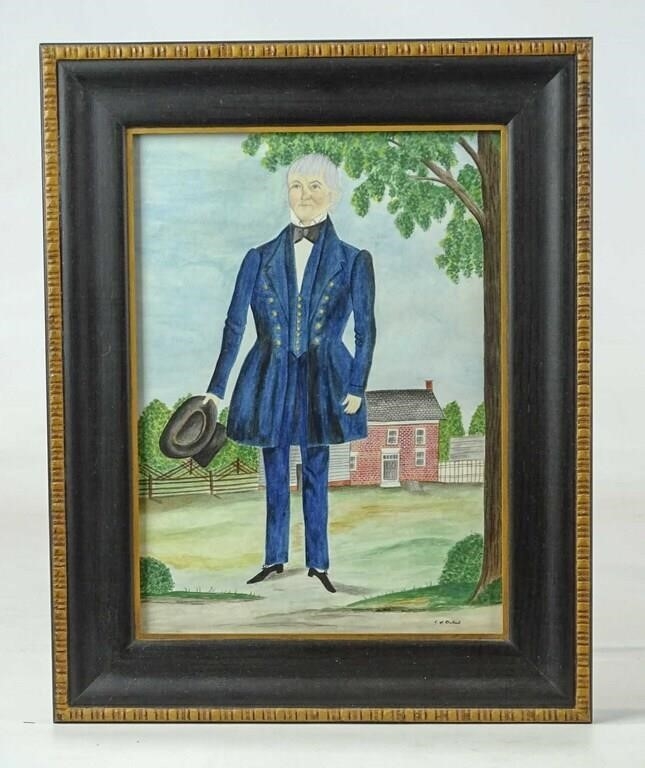 Artwork by Evelyn S. Dubiel, (2) folk art watercolors. Frames overall 12" x 9 1/2". Provenance: Descendant of the artist., Made of watercolors