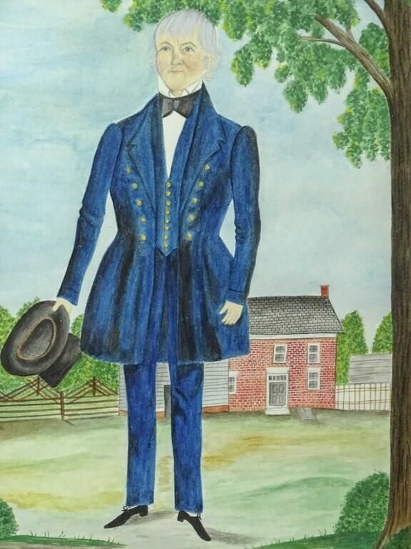 Artwork by Evelyn S. Dubiel, (2) folk art watercolors. Frames overall 12" x 9 1/2". Provenance: Descendant of the artist., Made of watercolors