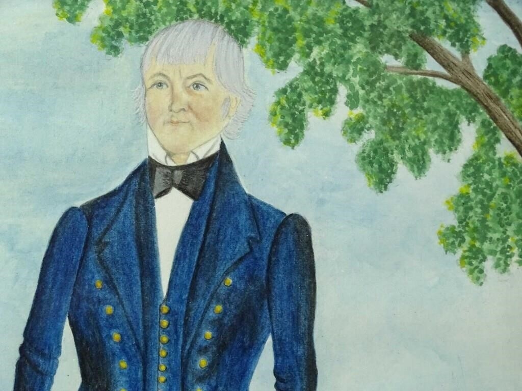 Artwork by Evelyn S. Dubiel, (2) folk art watercolors. Frames overall 12" x 9 1/2". Provenance: Descendant of the artist., Made of watercolors