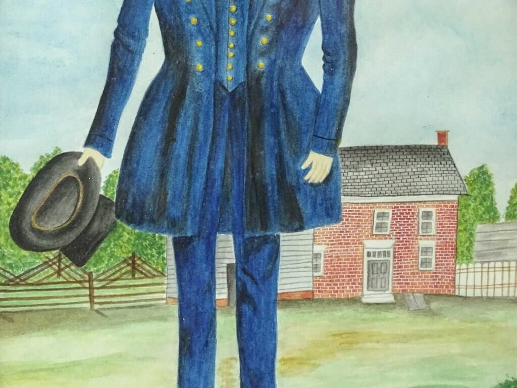 Artwork by Evelyn S. Dubiel, (2) folk art watercolors. Frames overall 12" x 9 1/2". Provenance: Descendant of the artist., Made of watercolors