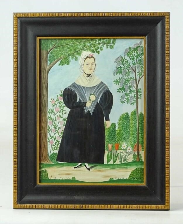 Artwork by Evelyn S. Dubiel, (2) folk art watercolors. Frames overall 12" x 9 1/2". Provenance: Descendant of the artist., Made of watercolors