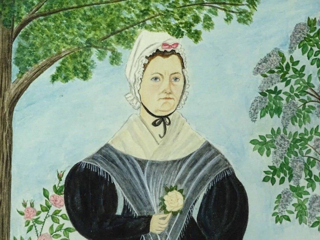 Artwork by Evelyn S. Dubiel, (2) folk art watercolors. Frames overall 12" x 9 1/2". Provenance: Descendant of the artist., Made of watercolors