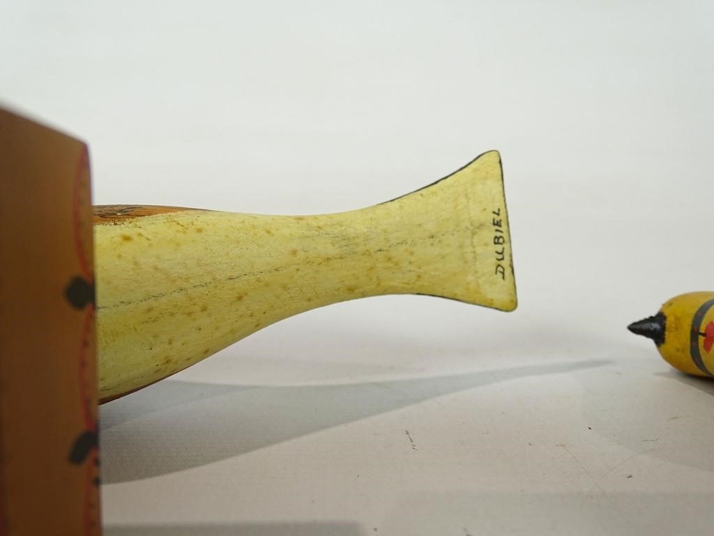 Artwork by John Dubiel, Lot (3) John Dubiel bird carvings. Tallest 5 1/2" Ht.., Made of carvings