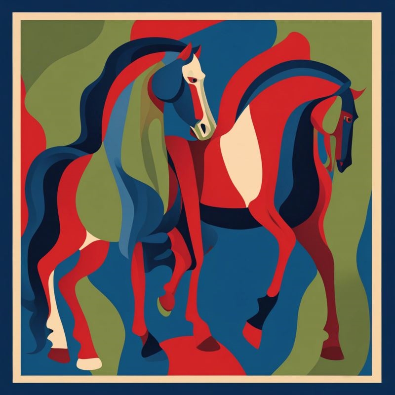 Artwork by Grupa Three Art, Horse duo, Made of Acrylic, Canvas