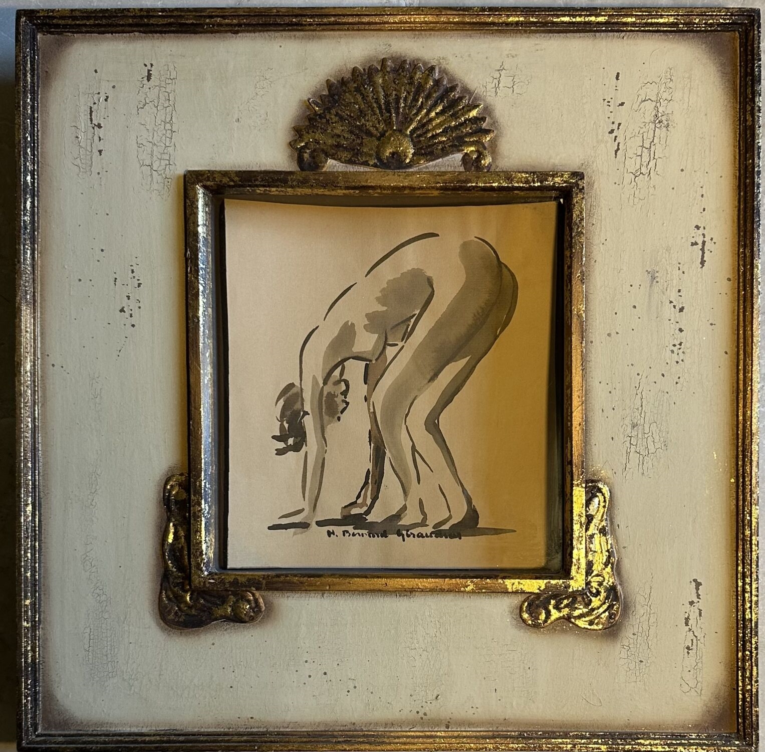 Artwork by Hélène Besnard-giraudias, Femme les mains au sol, Made of watercolor