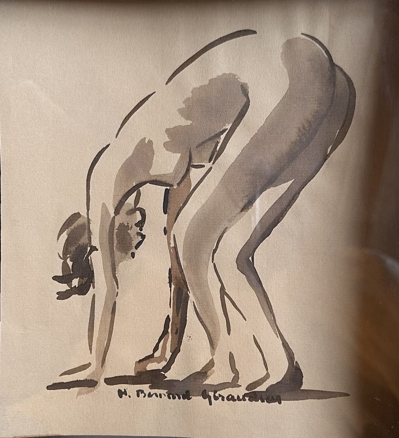 Artwork by Hélène Besnard-giraudias, Femme les mains au sol, Made of watercolor