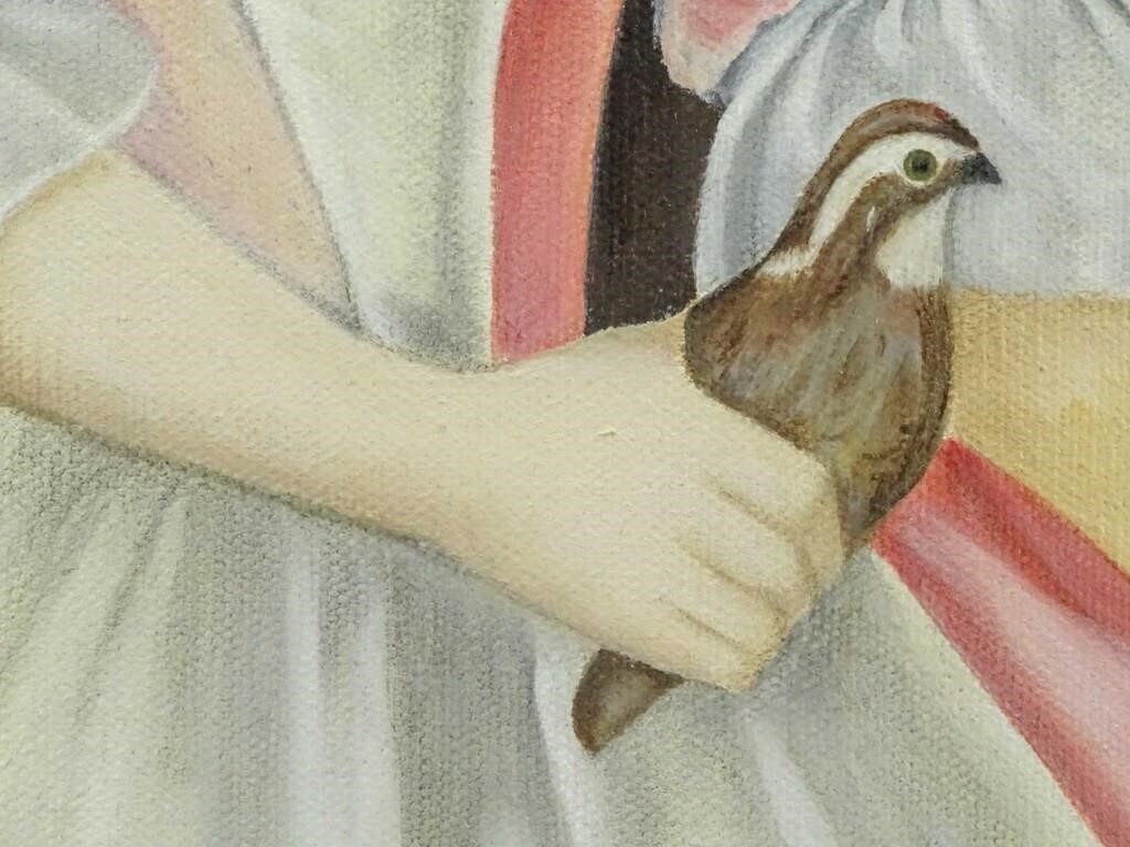 Artwork by Evelyn S. Dubiel, folk art portrait of a lady. Oil on canvas. Unframed. 20" x 16". Provenance: Descendant of the artist., Made of Oil on canvas