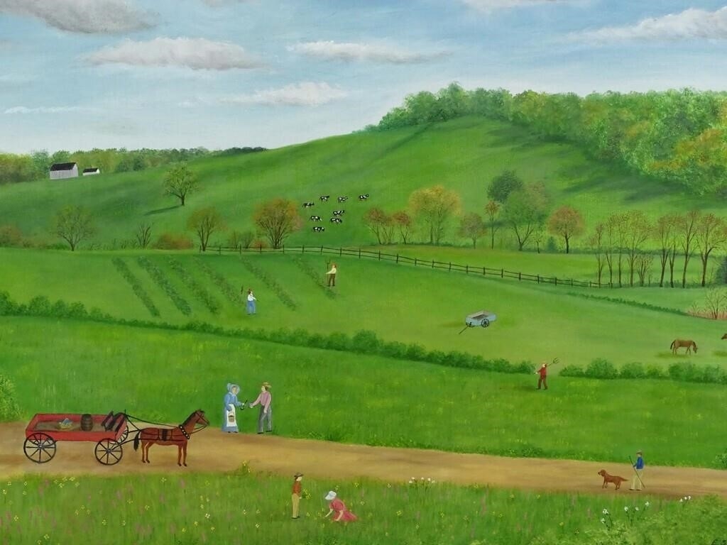 Artwork by Evelyn S. Dubiel, (2) unframed landscapes. 24" x 30 1/2" and 18" x 24". Oil on canvas. Provenance: Descendant of the artist., Made of Oil on canvas