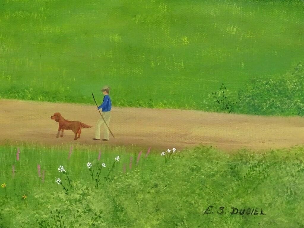 Artwork by Evelyn S. Dubiel, (2) unframed landscapes. 24" x 30 1/2" and 18" x 24". Oil on canvas. Provenance: Descendant of the artist., Made of Oil on canvas