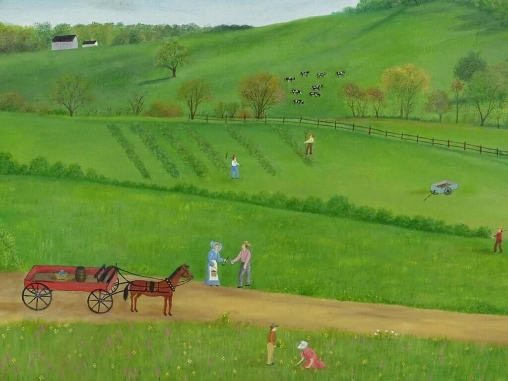 Artwork by Evelyn S. Dubiel, (2) unframed landscapes. 24" x 30 1/2" and 18" x 24". Oil on canvas. Provenance: Descendant of the artist., Made of Oil on canvas