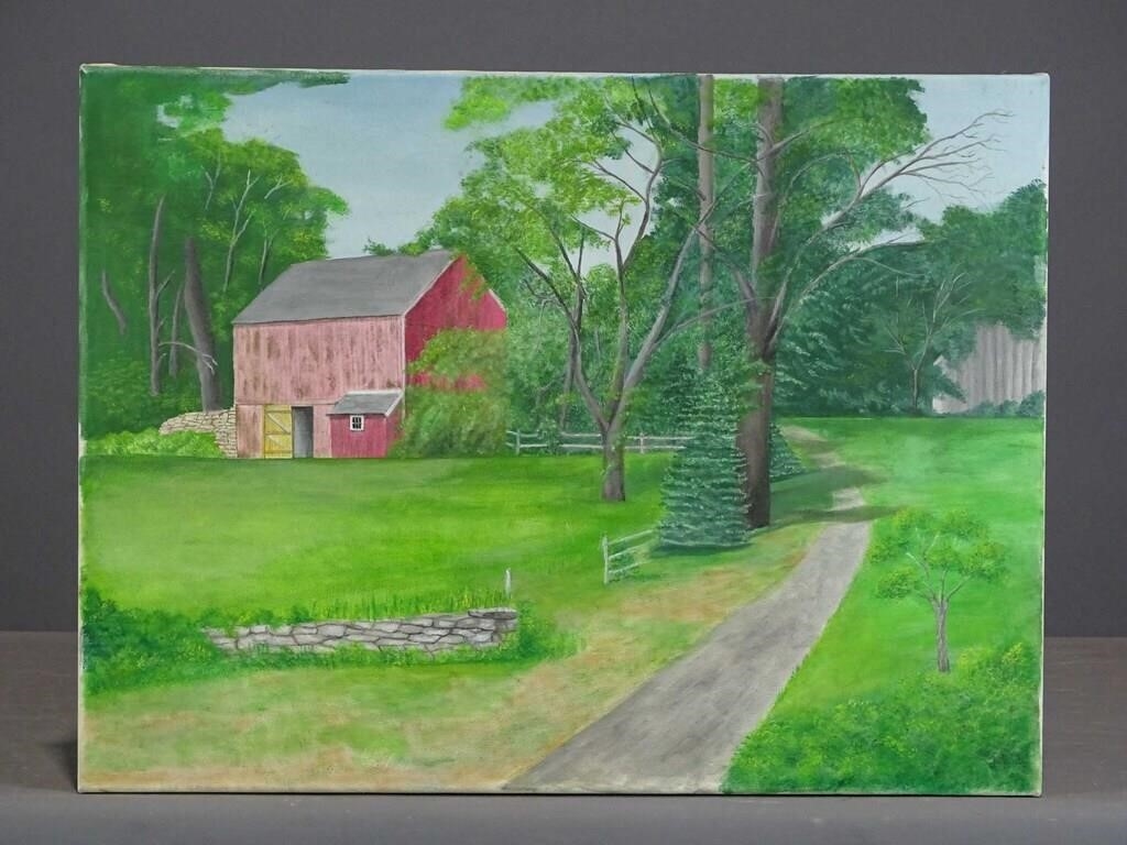 Artwork by Evelyn S. Dubiel, (2) unframed landscapes. 24" x 30 1/2" and 18" x 24". Oil on canvas. Provenance: Descendant of the artist., Made of Oil on canvas
