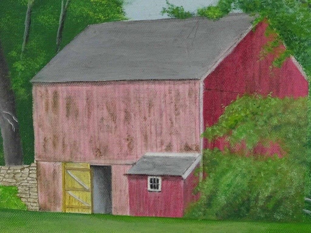 Artwork by Evelyn S. Dubiel, (2) unframed landscapes. 24" x 30 1/2" and 18" x 24". Oil on canvas. Provenance: Descendant of the artist., Made of Oil on canvas