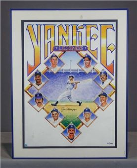 Joe Dimaggio Baseball autographed Yankee Legends print. 111/1941. COA backside. Glass has small crack lower right. 30" x 22" - Joe Dimaggio